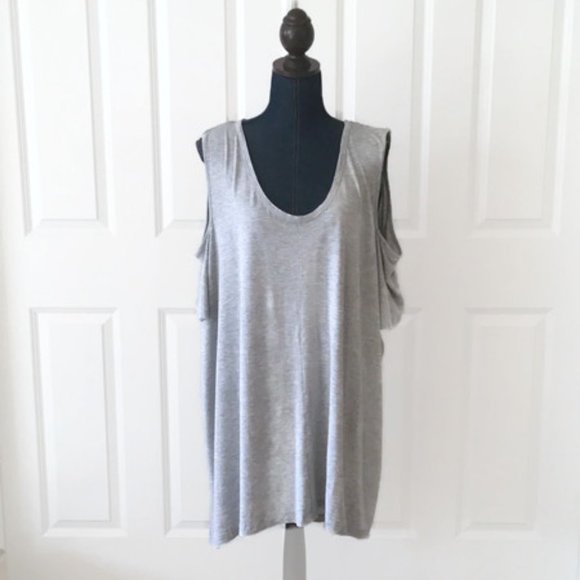 Peace Love World Cold Shoulder Knit Top Grey NWOT - Picture 2 of 15